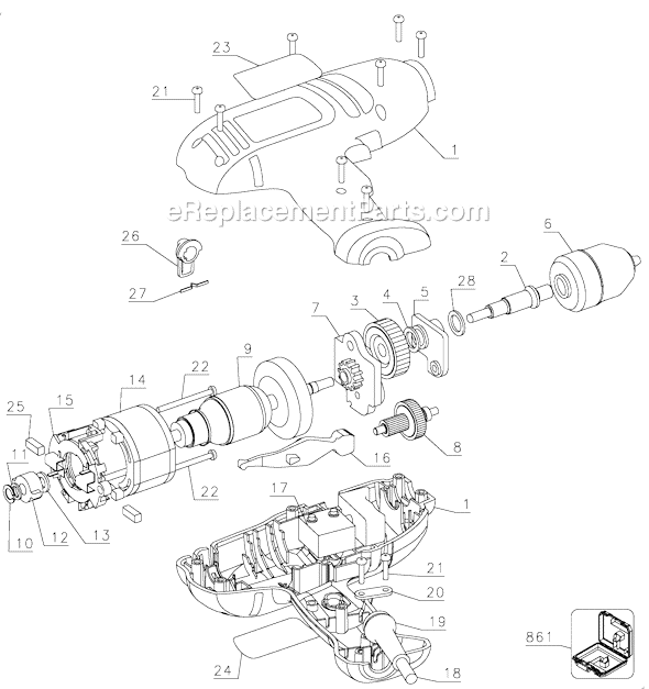 Page A Diagram and Parts List for DR402 Type 1 Black and Decker Hammer Drill
